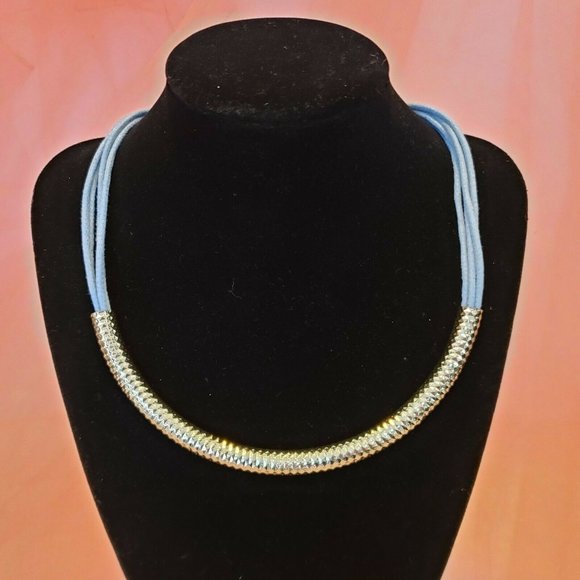 SALE! St. Thomas Blue Cord Necklace With Gold Accent - Picture 6 of 6